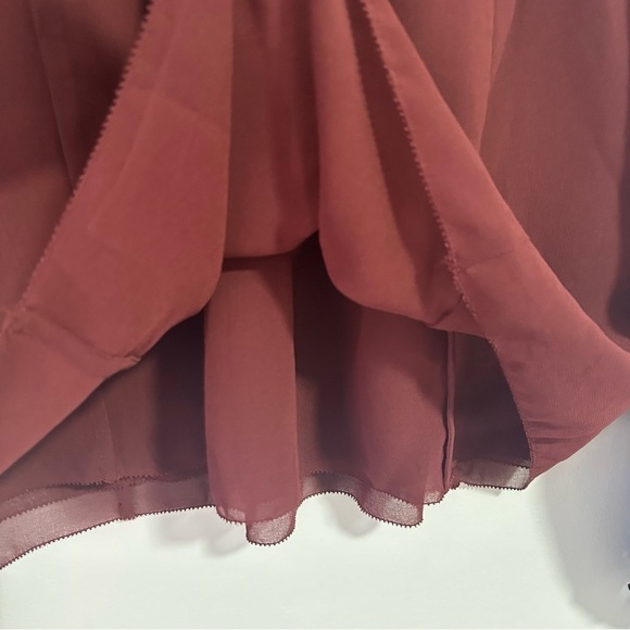 Aritzia Wilfred Deep Burgundy Lourdes Ruffled Crew Neck Blouse Size S - Picture 11 of 13